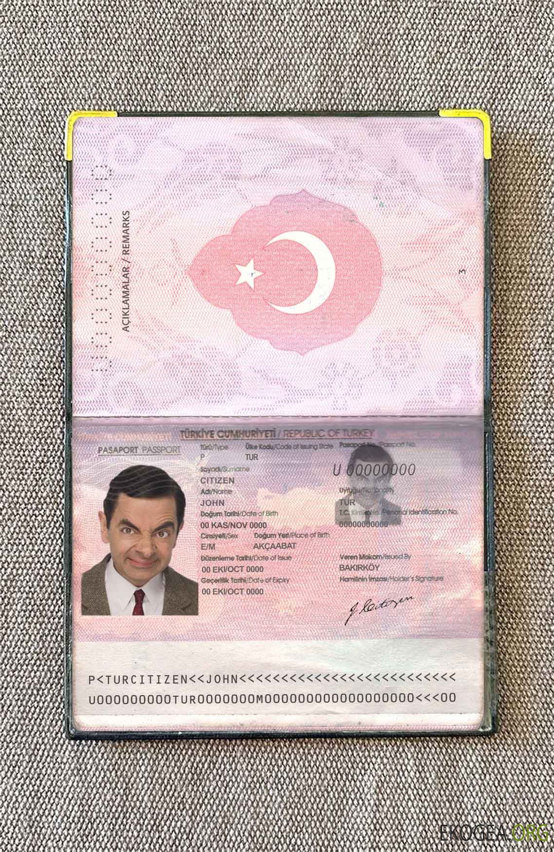 Passeport de Turquie ANCIEN look photo